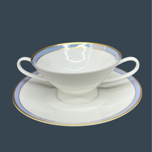 Rosenthal Gala Blue Cream Soup Bowl and Saucer Germany - Picture 1 of 10
